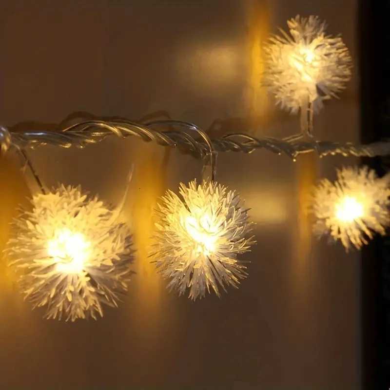 1PC 1.5M/3M/6M LED Dandelion Fur Balls String Lights With Battery Box Tree Room Decoration XJ250710