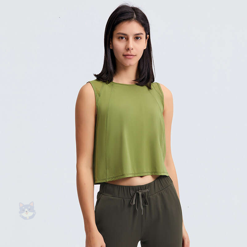 LLLM Women Summer Sculpt Top Loose Fit Workout Crop Tank Gym Wear Sleeveless Back Hollow Out Sportswear Running Sport Shirt Buttery Soft 084 bbc