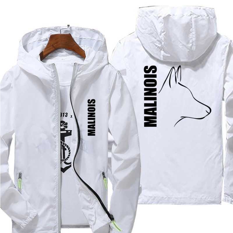 2022 Casual Dog Belgian Malinois Windbreaker Thin Sunscreen Hooded Coat Mens Sports Pilot Cycling Camping Jacket Plus Size 7XL W250711