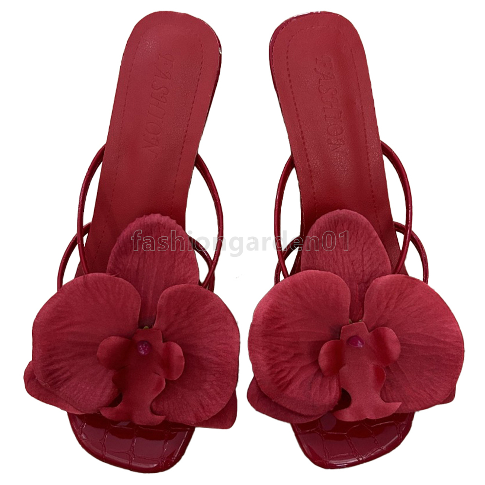 designer sandals women heels sandal summer beach slip-on slides mid high heel slippers comfort leather fashion flower womens luxury sandale
