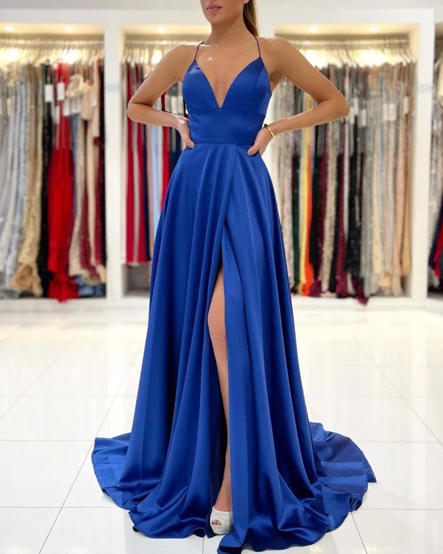 Sexy Backless High Split Bridesmaid Dresses 2025 New Spaghetti Straps Simple Party Gowns Plus Size Bridesmaid Prom Wears