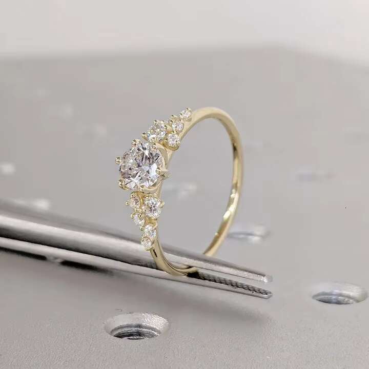 Enchanting Elegance Elisa Wholesale VVS Moissanite Diamond Rings 10K 14K 18K Solid Yellow Gold Engagement Wedding Jewelry