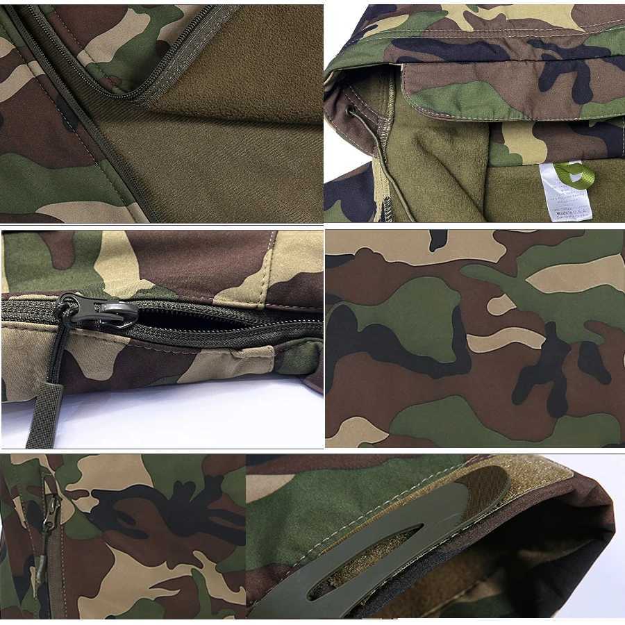 Winter Men Fleece Waterproof Overalls Riding Mountaineering Hiking Soft Shell Camouflage Jacket Tactical Outdoor Keep Warm Jacket W250711