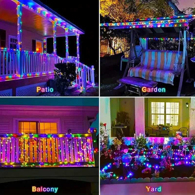8 Modes Waterproof Solar Garden Lights String Lights with Wire for Patio Yard Trees Christmas Party XJ250710
