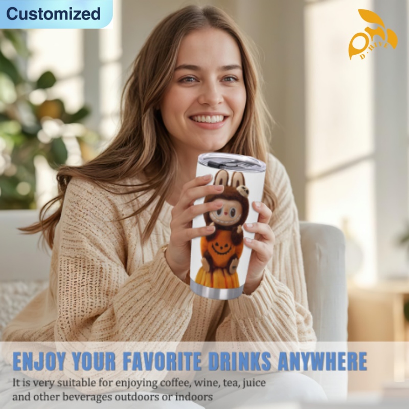 free shipping of customized 20oz thermos cup with labubu patterns Spotted pattern