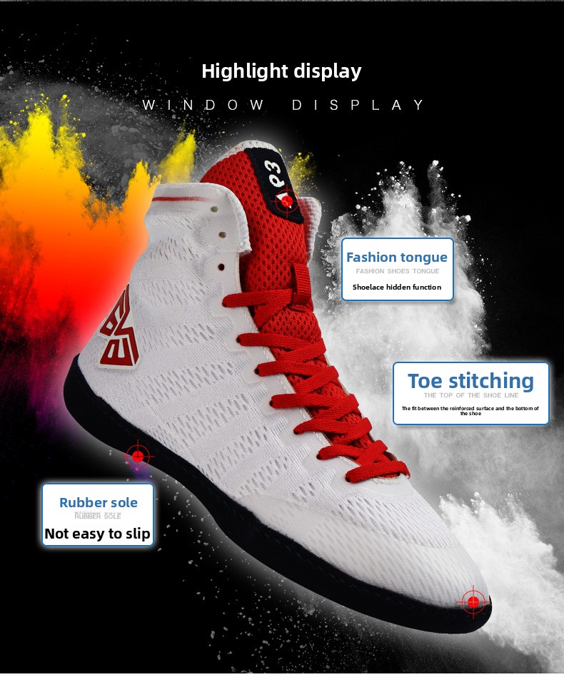 Wrestling shoes indoor fitness shoes training shoes professional competition shoes men's shoes non-slip lightweight