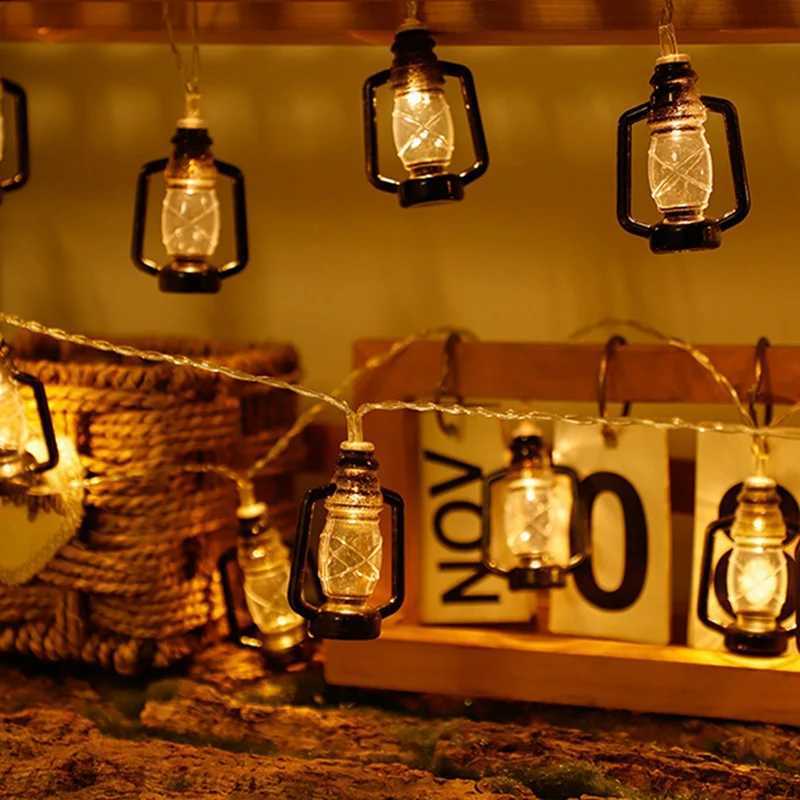 10/20/30/40 LED Lantern String Lights Mini Kerosene Lamp for Outdoor Patio Garden Holiday Wedding Party Christmas Decorations XJ250710
