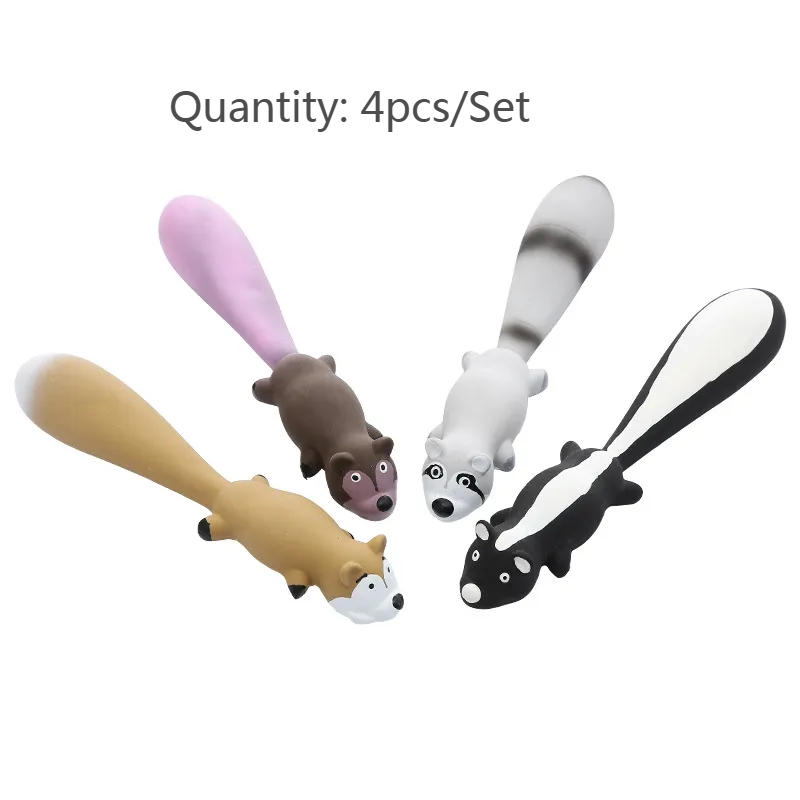 Latex Squeaky Fox Dog Toys Bite Resistant Interactive Dog Toys Pet Supplies 4pcs/Pack