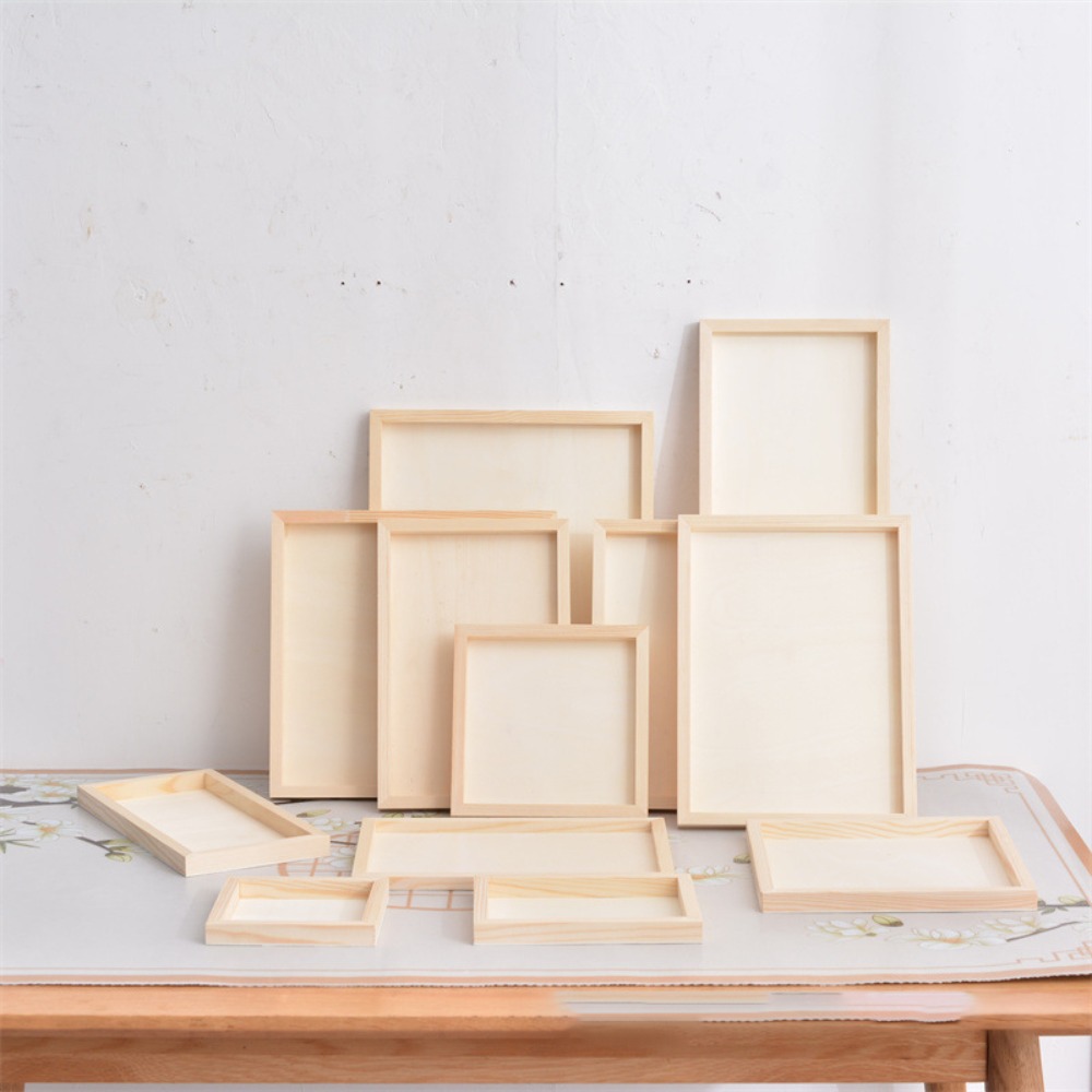 Blank Clay Frame Multi Size Creartive Wooden Photo Party Decor DIY Art Puzzle Holder Children Painting Drawing H260306