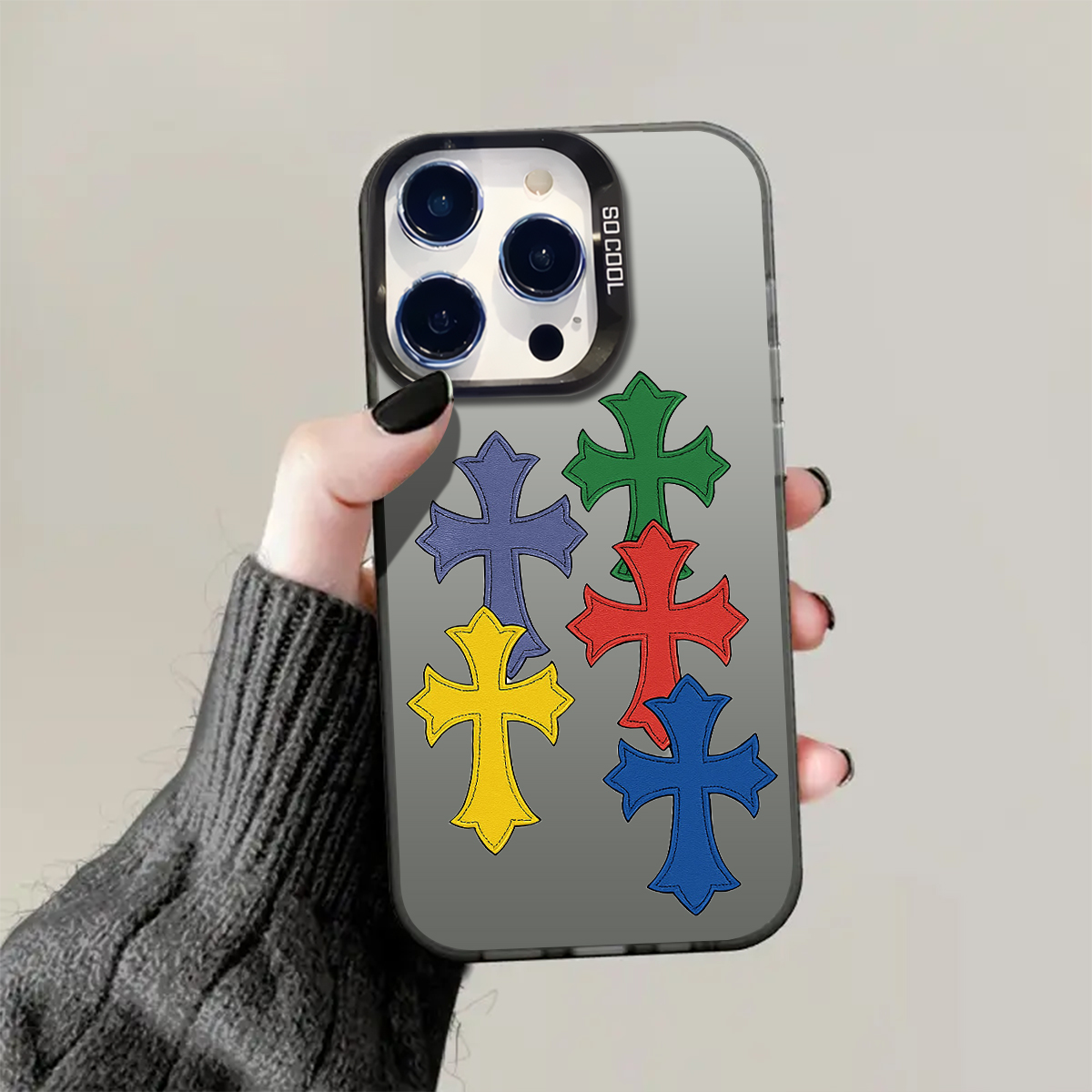 Colorful Crosses Set pattern phone case for iPhone 16/16 Pro/16 Plus/16 Pro Max 15/14/13/12/11/x/xs/xr/xs max,Members Day