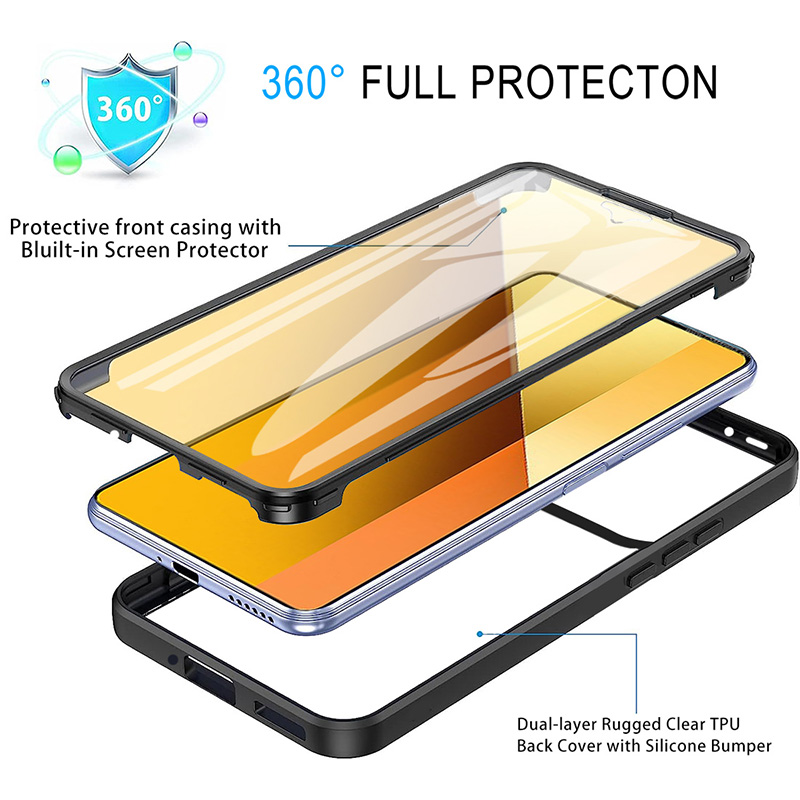 360 Full Body Cover Screen Protector Clear Case All-Inclusive TPU PC Rugged For POCO X6 X7 M7 Pro C71 Redmi K80 A5 Note 15 Ultra 14 13 12 12C 13C Xiao