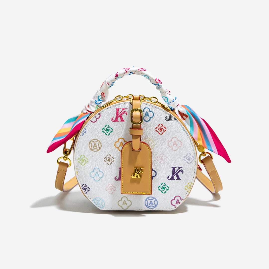 Designer bag free shipping fashion light luxury Fashionable small round bag versatile casual shoulder bag color blocked letters
