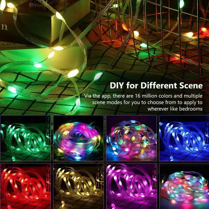 RGB LED Fairy String Lights Dreamcolor USB Christmas Light Bluetooth APP Smart Garland Fairy Light Christmas Wedding Party Decor XJ250710