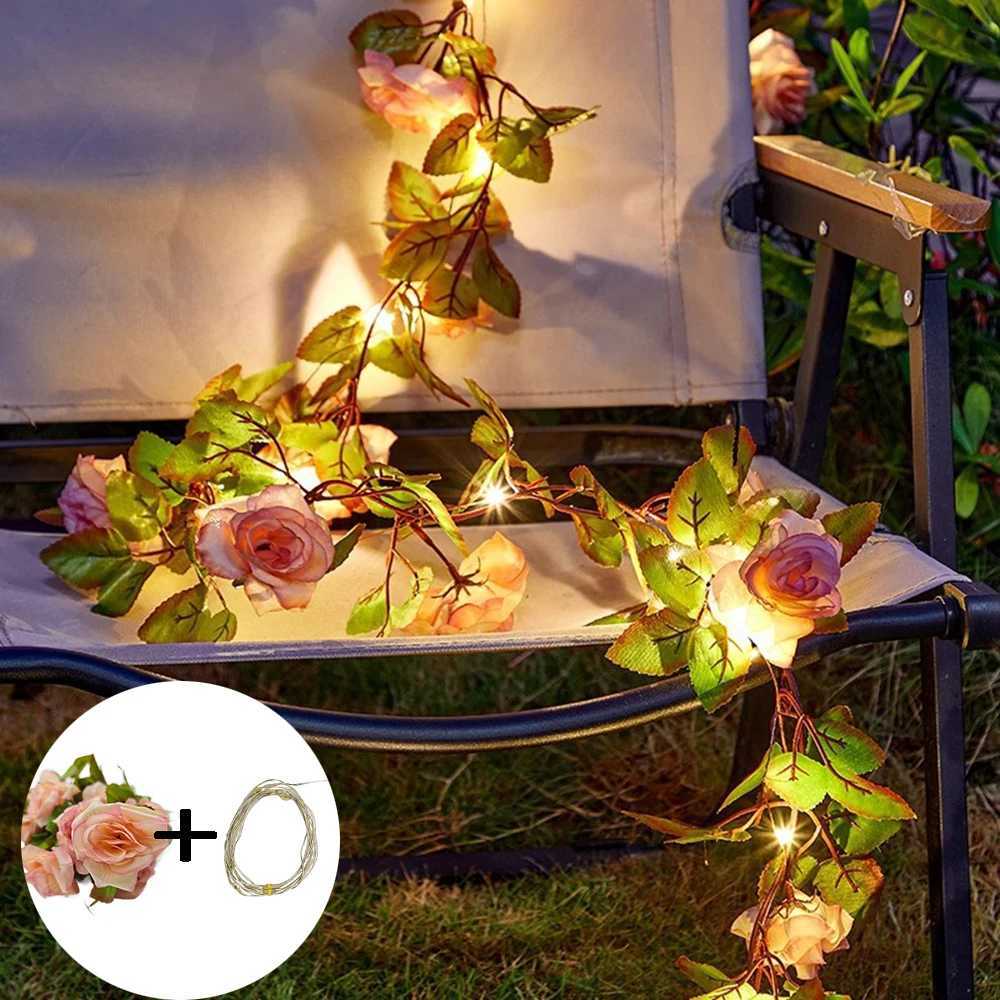 1set Rose Flower LED String Light Artificial Rose Flower Vine String Lights Hanging Garland Fairy Lights Flower String Light XJ250710