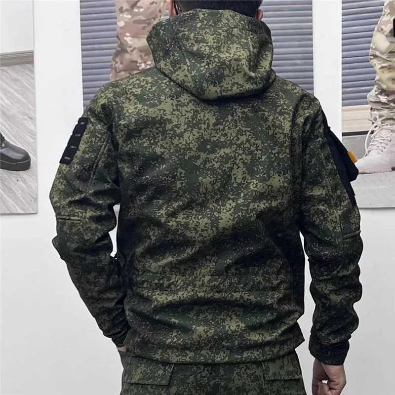 Winter Waterproof Tactical Jacket Soft Shell Russia Camo Military Combat Fleece Coat Outdoor Multi Pocket Hiking Climbing Jacket W250711