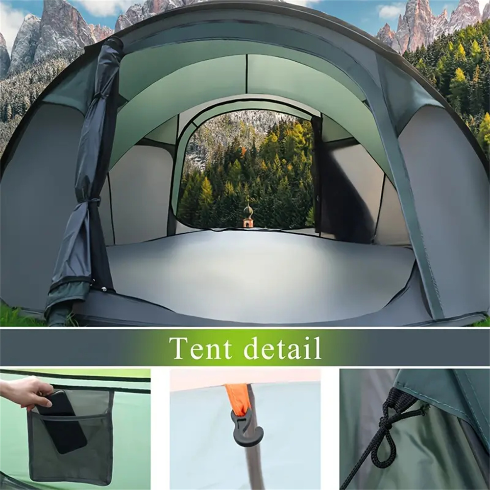 A family tent for 4 people, outdoor waterproof sunscreen tent, camping tent, garden tent, suitable for camping and hiking trips