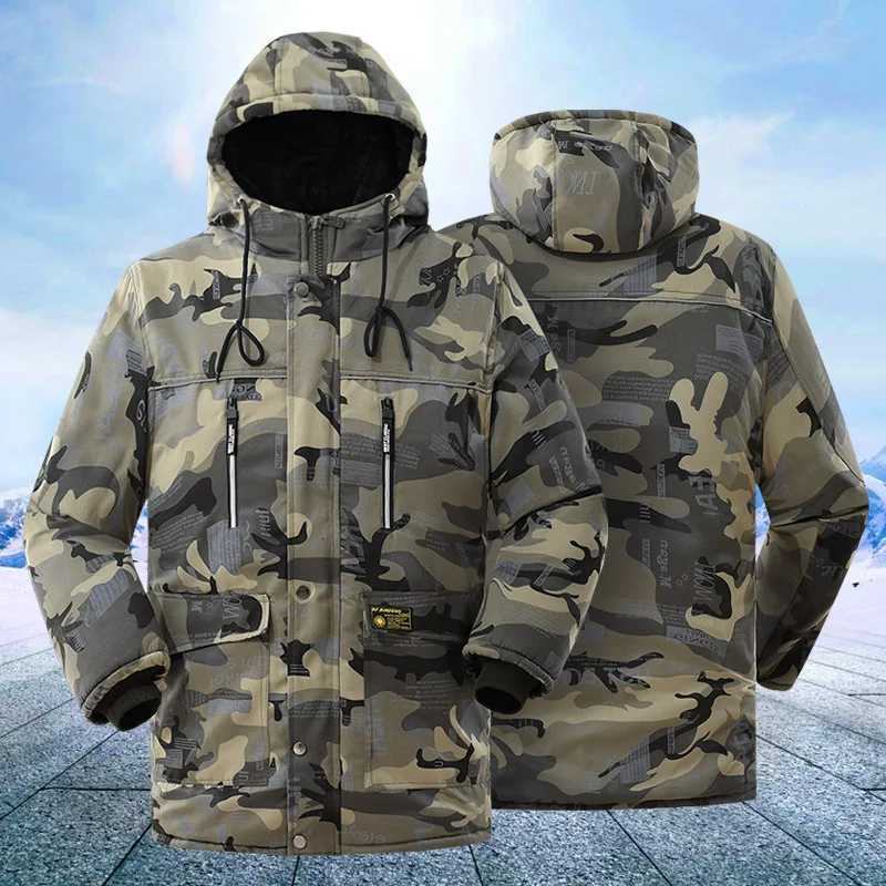 Winter Mens Outdoor Waterproof Coat Tactical Fleece Hooded Parka Jacket Camouflage Cotton Padded Thermal Parkas Windbreaker Coat W250711