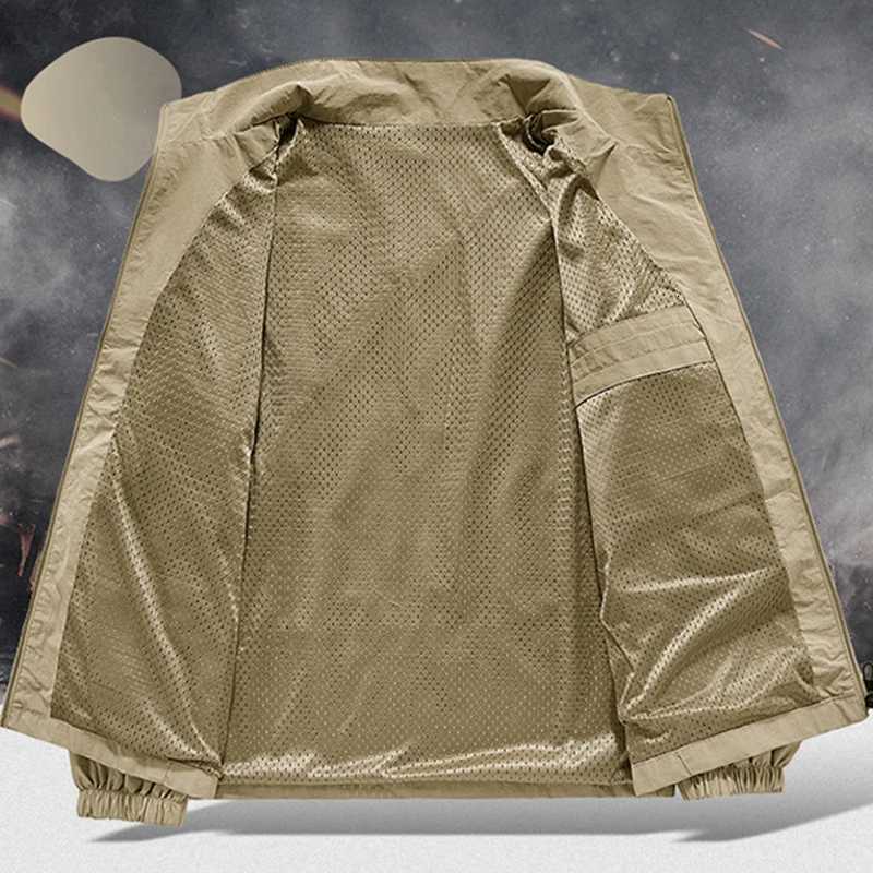 Mens Spring-Autumn Jackets Breathable with Pockets Versatile Suitable for Outdoor Activities Stand-up Collar Casual Style W250711