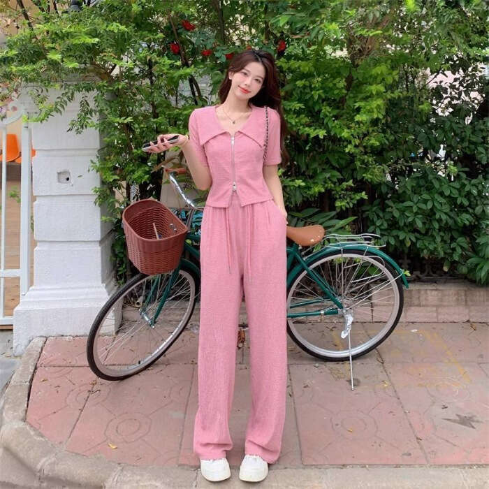 Petite Outfit Sports Casual For Women Autumn New Slimming Hooded Sweatshirt Wide-Leg Pants Two-Piece Set B5