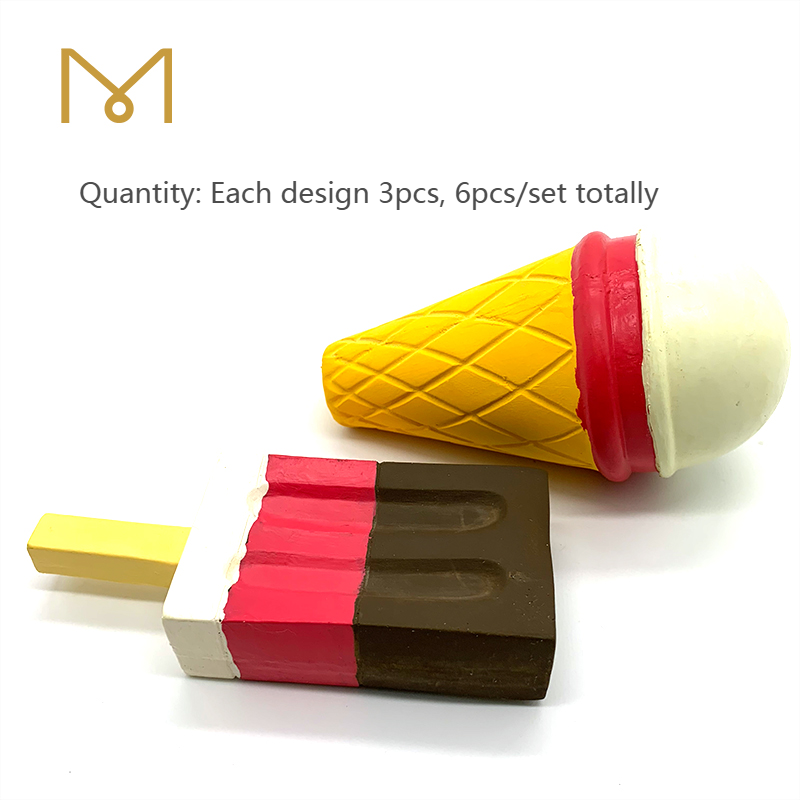 Squeaky Rubber Chew Dog Toy Colorful Screaming Soft New Natural Wholesale Food Latex Ice Cream Dog Toys 6pcs/Pack