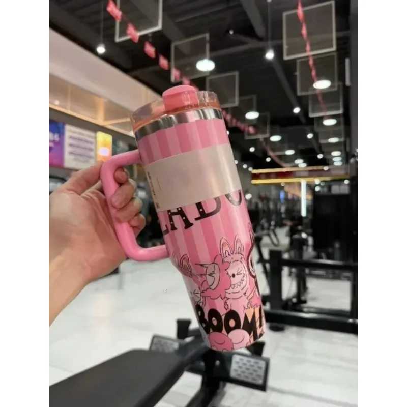 40oz covered cup holder with handle and straw suitable for travel X250711