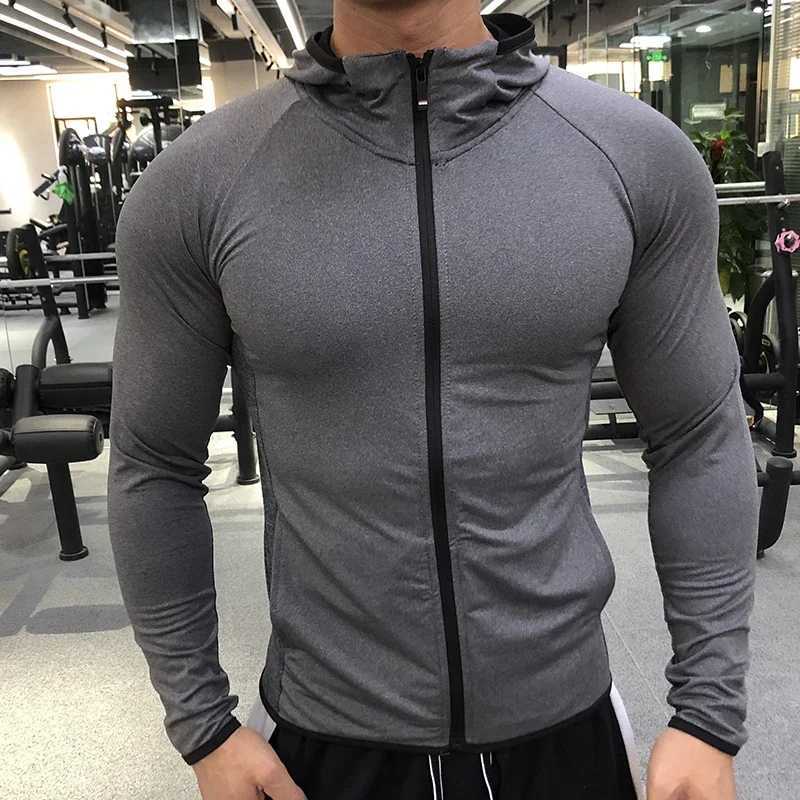New Winter Autumn Hoodies Sport Shirt Men Hat Zipper Running Jackets Fitness Gym Sports Clothing Sport Top Mens Sportswear 2022 W250711