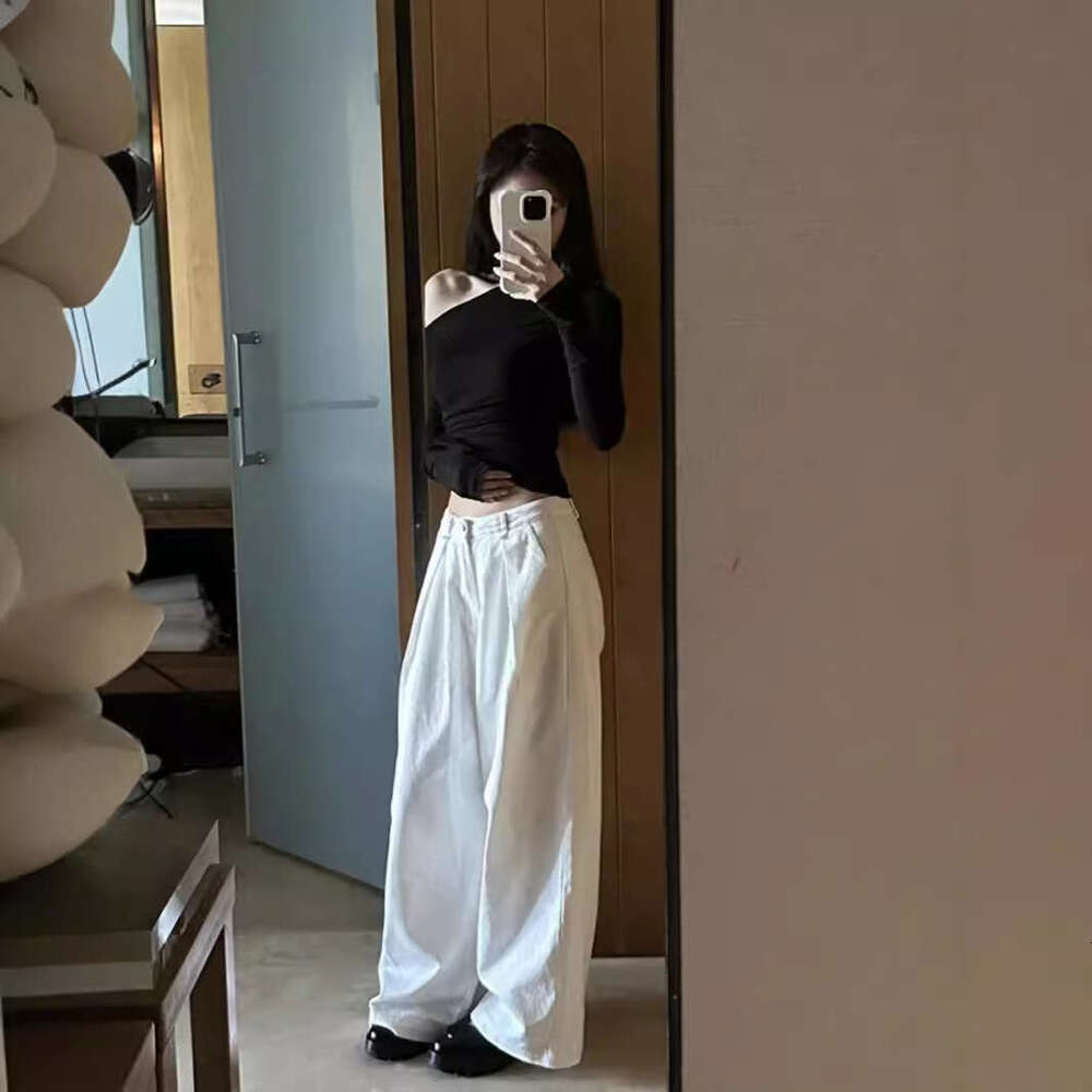 Pure Desire Hot Girl Slim Fit Off-Shoulder Long Sleeve T-Shirt Women's Early Autumn Design Versatile Base Shirt Student Top B5