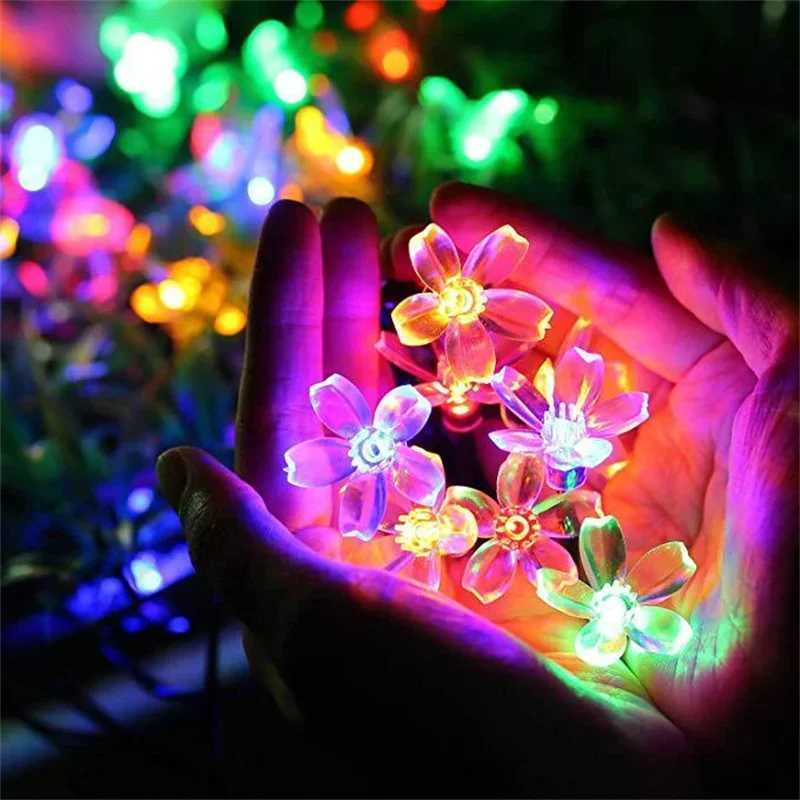 8 Modes Cherry Blossoms String Light Wedding Decoration LED Garden Lights Outdoor Solar Christmas Party Decoration Fairy Lights XJ250710