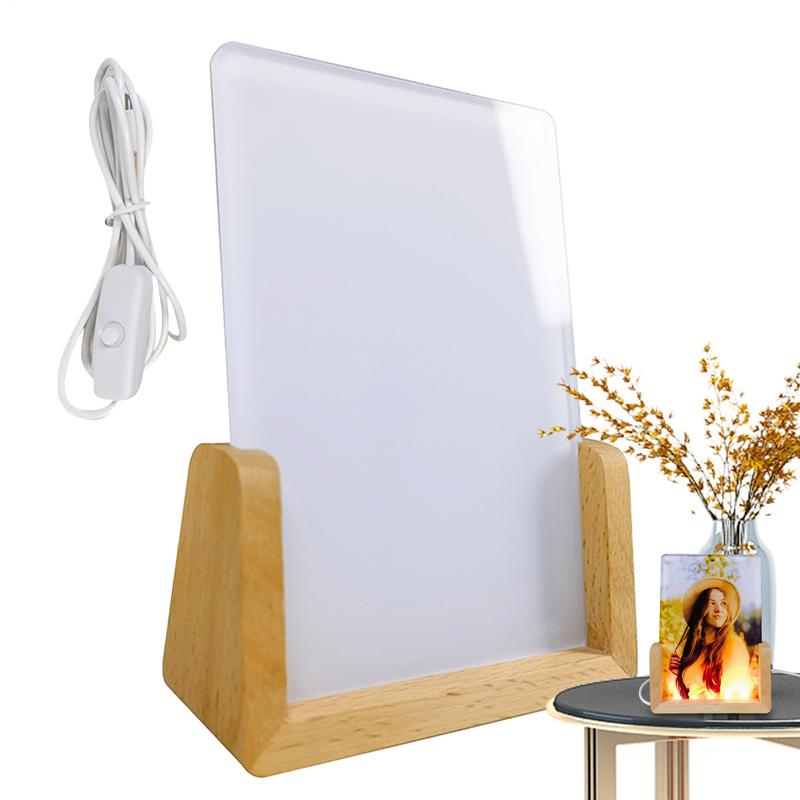 Sublimation Blanks 3D Night LED Light Lamp Base Heat Transfer Acrylic Photo Frame Blank H260306
