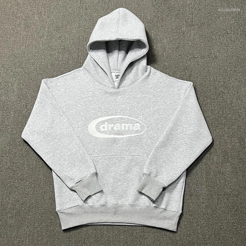 Men's Hoodies High Street Trendy Drama Call Hooded Sweatshirt Casual Embroidery Logo Quality Big Pocket Loose Fleece