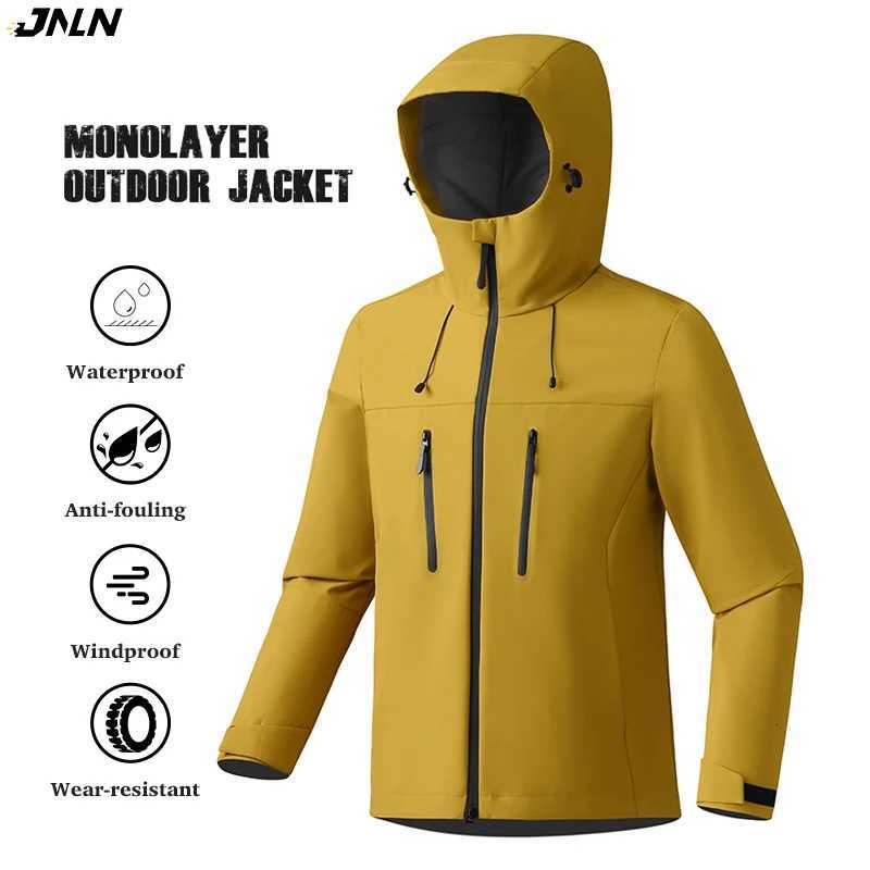 100% Unisex Waterproof Windbreaker Jacket - Single-Layer Raincoat for Hiking Camping - Certified Moderate Rain Protection W250711