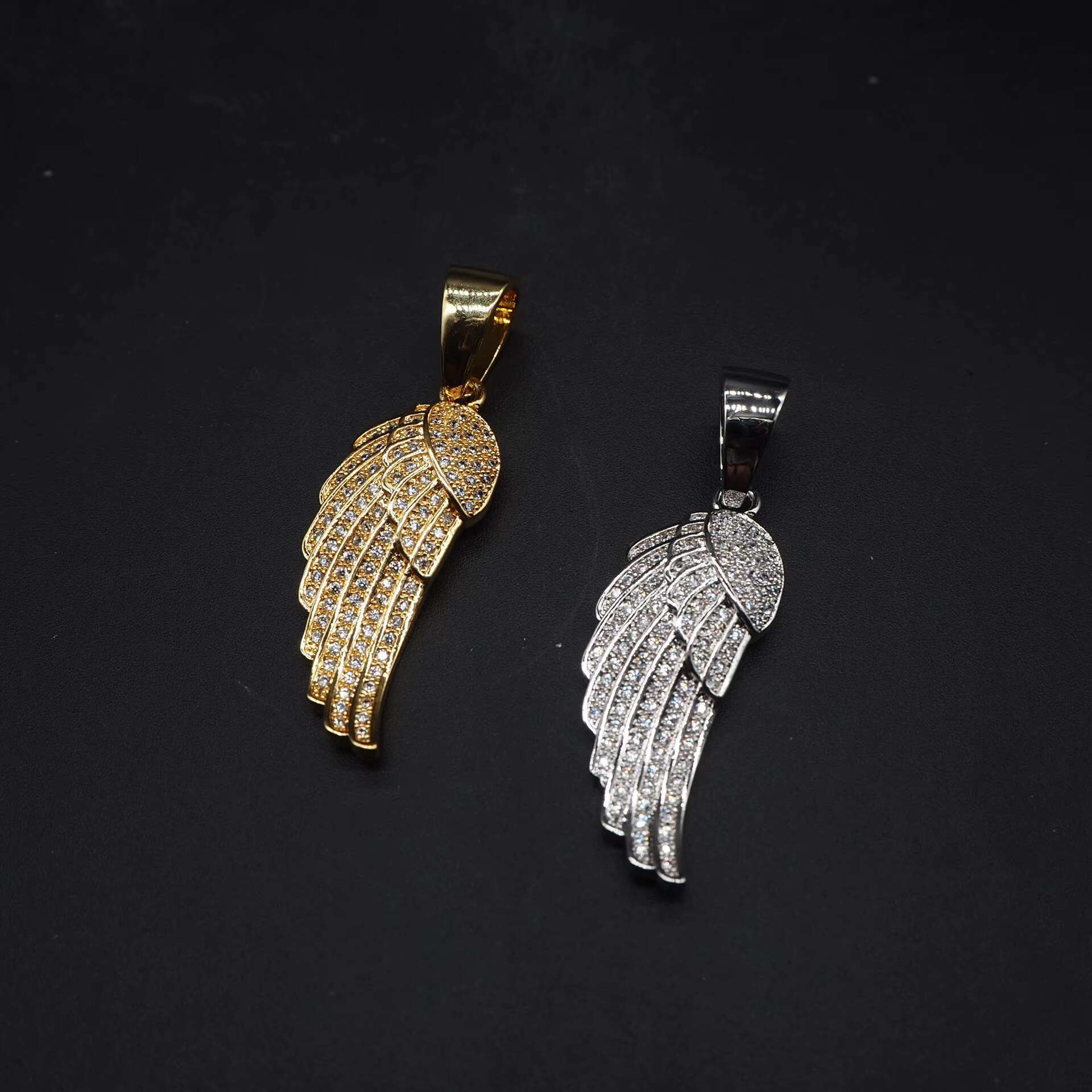 Custom Design Men Hip Hop Jewelry 14K Solid Gold Angles Wing Moissanite Diamond Pendant