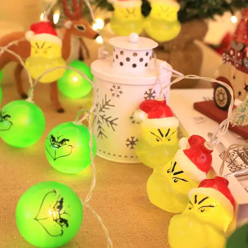 2025 New LED String Lights Grinch Xmas Elf Christmas Ornaments Tree Decor for Xmas Party Decorations Indoor Home Hanging LightsXJ250710