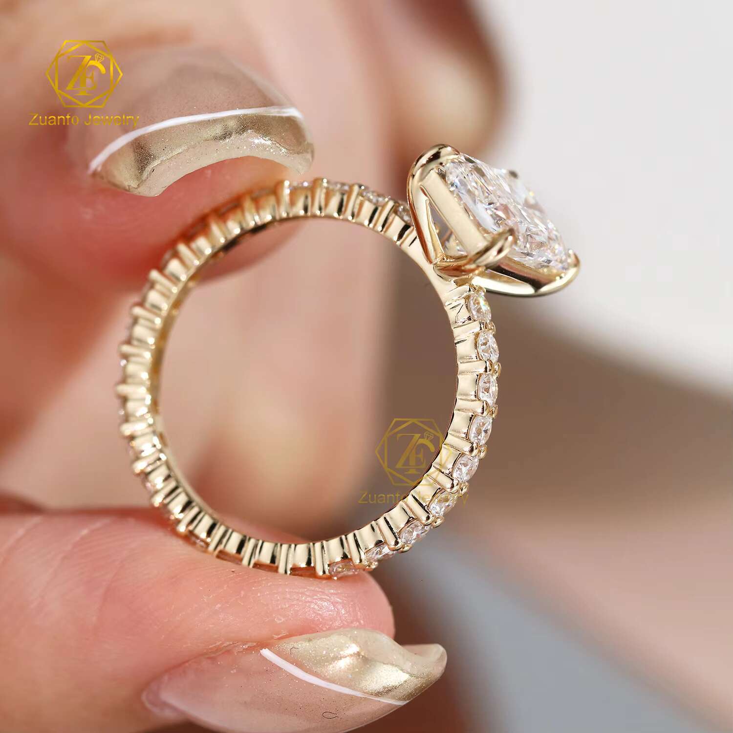 Fine Jewelry 14K Real Solid Gold Radiant Cut Solitaire D VS1 IGI Certified Lab Grown Diamond Women Engagement Rin
