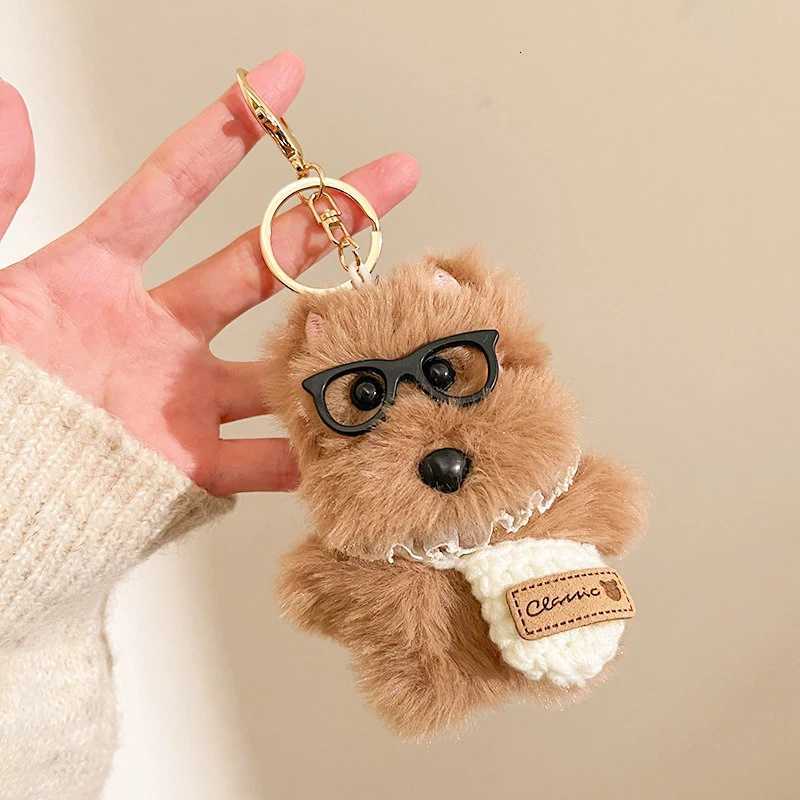 Creative Plush Pendant Soft Cute Puppy Keychain Cartoon Bag Hanging Decoration Car Key Holder Charm Keyring 1 piece 222
