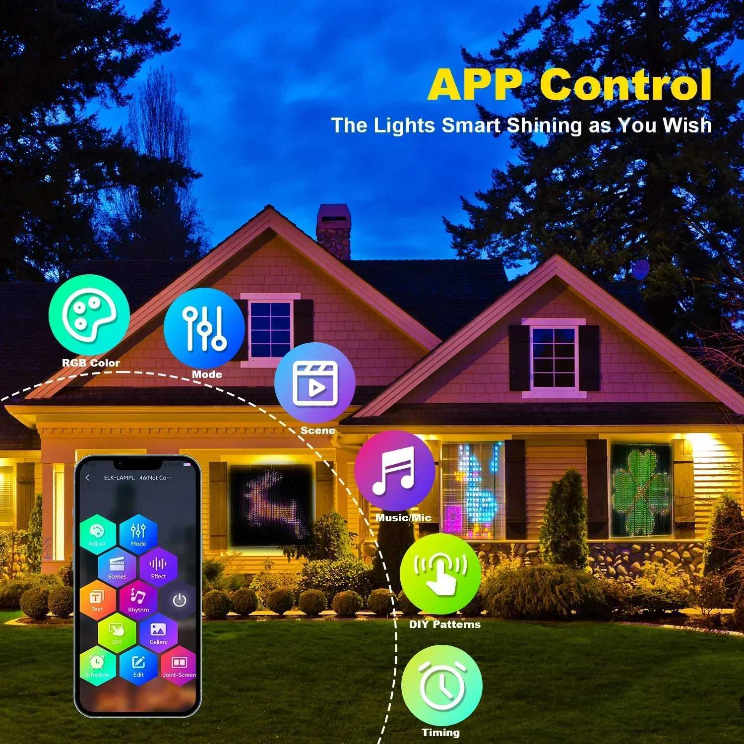 400LEDs Smart Curtain Lights Bluetooth App LED String RGB Fairy Lights DIY Music Change Display for Window Bedroom Decoration XJ250710