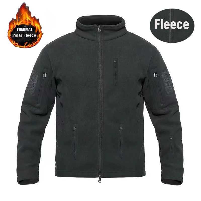 Mens Winter Polar Fleece Tactical Jackets Warm Outdoor Stand Collar Coat Multi-Pocket Casual Hiking Camping Trekking Climbing W250711