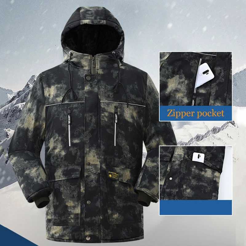 Winter Mens Outdoor Waterproof Coat Tactical Fleece Hooded Parka Jacket Camouflage Cotton Padded Thermal Parkas Windbreaker Coat W250711