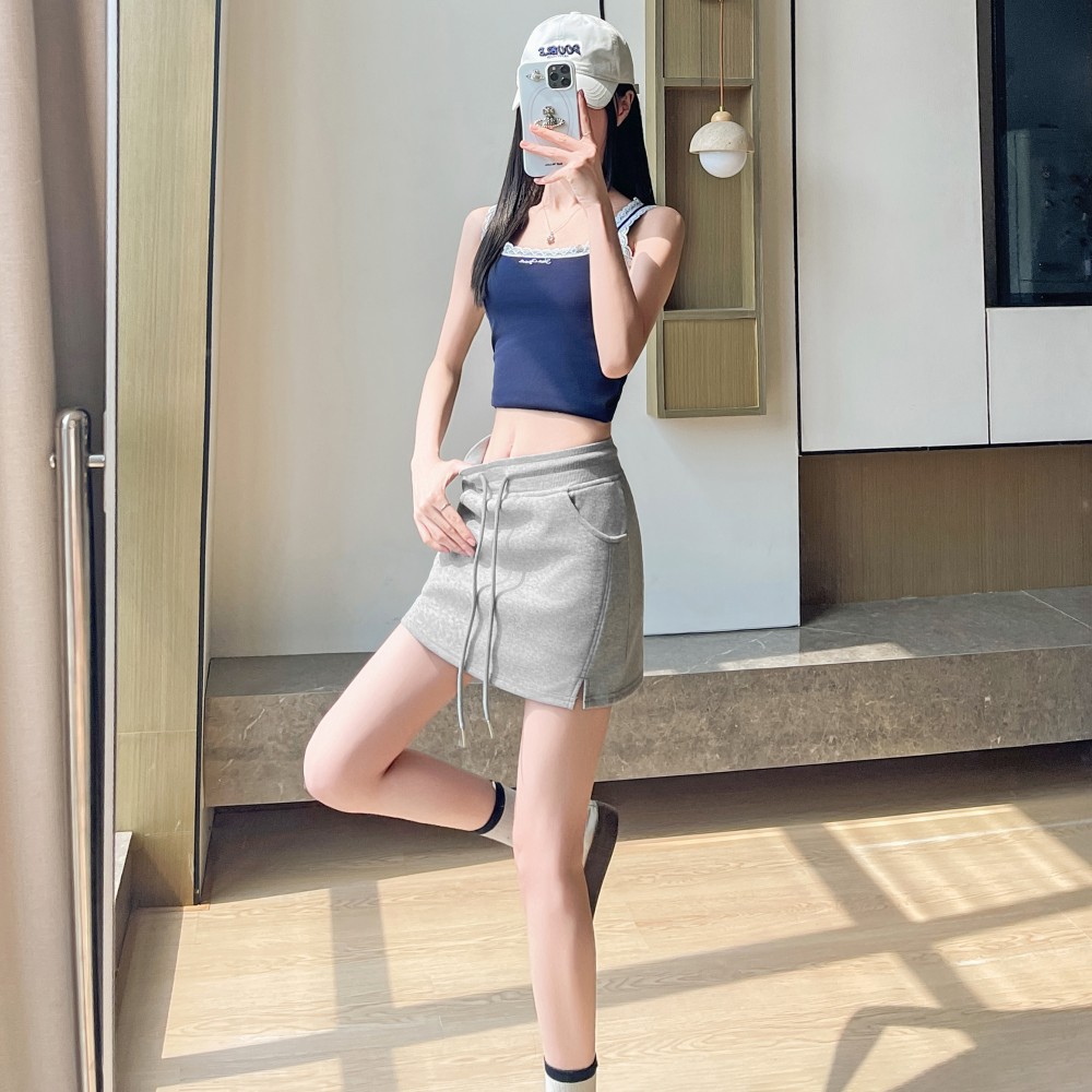 L3125 solid color skirt female 2025 new spring and autumn sweater skirt short skirt high waist hip casual