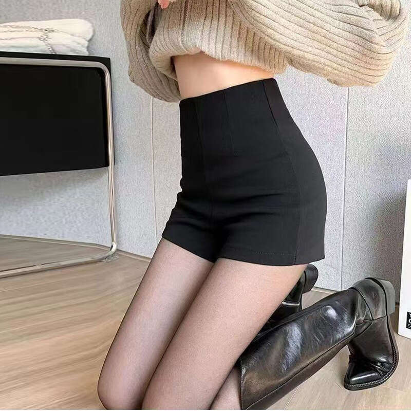American Style High-End Black Suit Shorts For Women Summer Trendy Petite High-Waisted Slim Fit Leggings Outerwear Hot Pants B5