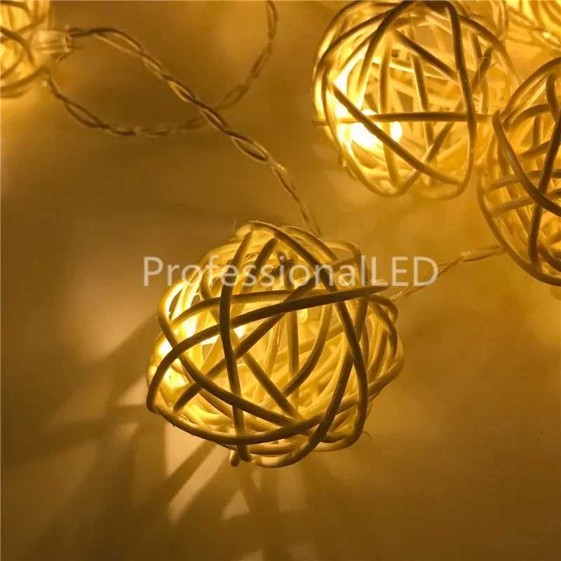 2M Rattan Ball USB 5V 20LED String Light Warm White Fairy Light Holiday Light for Party Christmas Wedding Home Decoration XJ250710