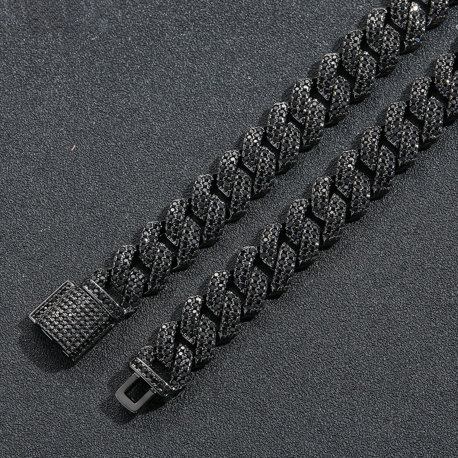 Black Zircon 10-13-15-20mm Dia Cuban Chain Trendy Brand Personality Hip Hop Necklace