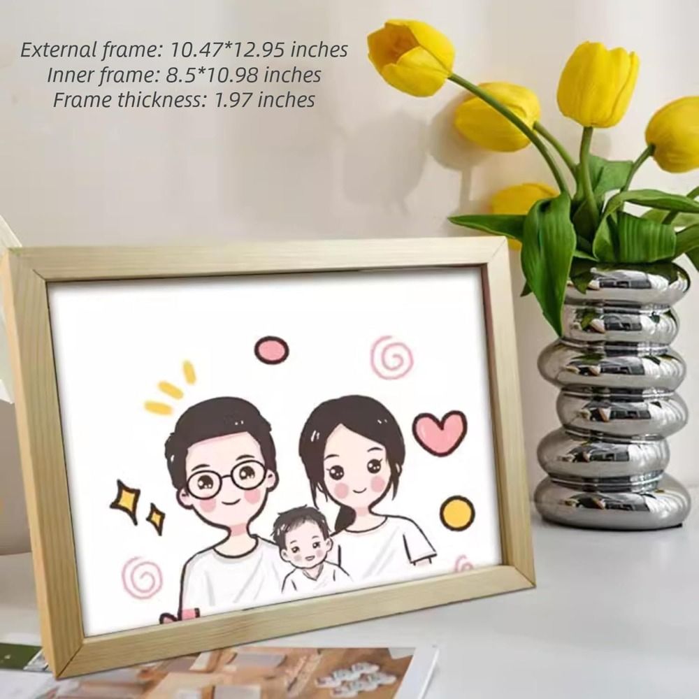 Wall Decoration Wooden Art Rotatable Changeable Cards Display Holder Family Portraits Memorial Photo Frame Kids H260306