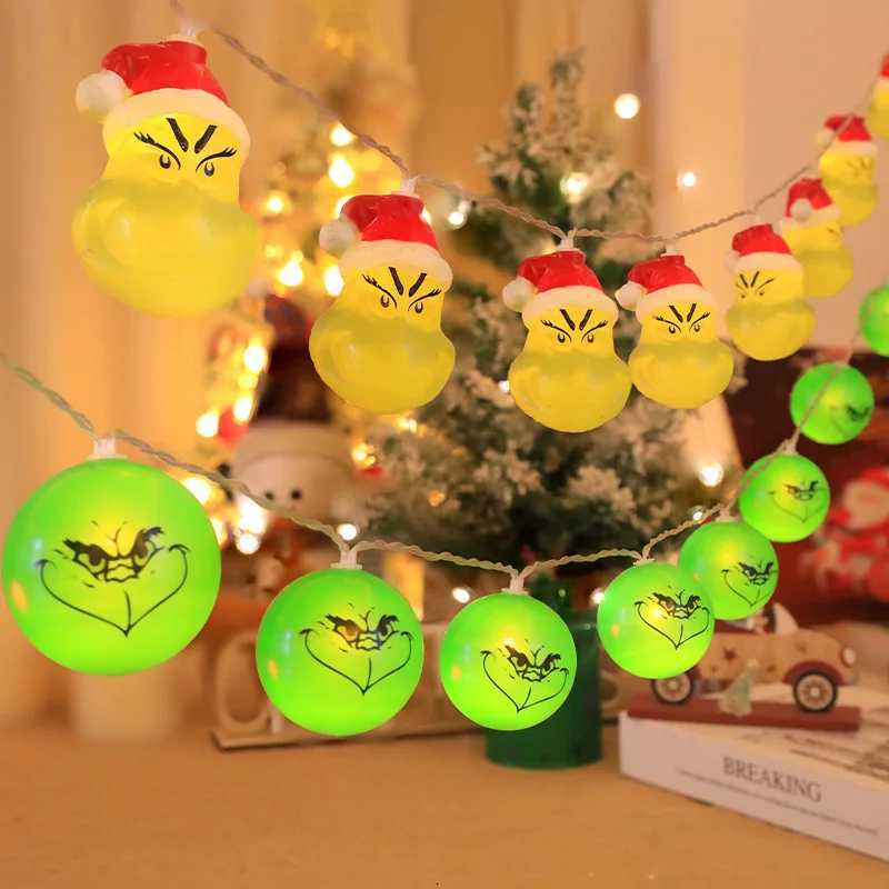 2025 New LED String Lights Grinch Xmas Elf Christmas Ornaments Tree Decor for Xmas Party Decorations Indoor Home Hanging LightsXJ250710