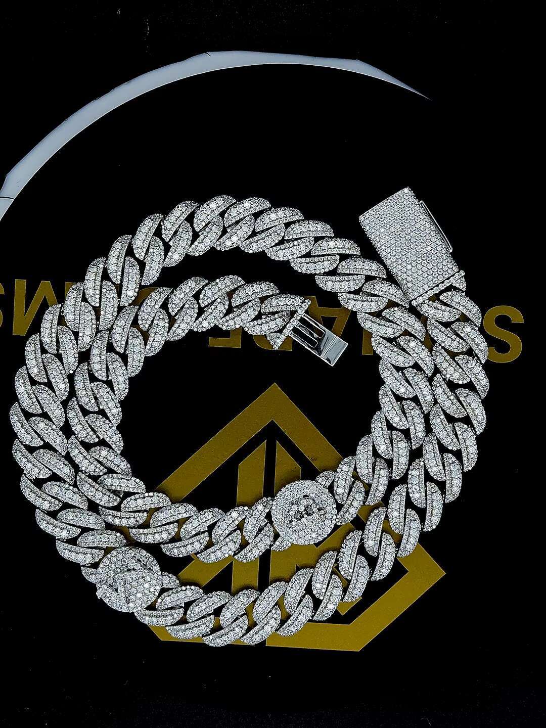 13 mm Miami Cuban Chain Moissanite Diamond Miami Cuban Link Chain Necklace Solid 925 Silver 22 Inch PASSES DIAMOND Tester!!!