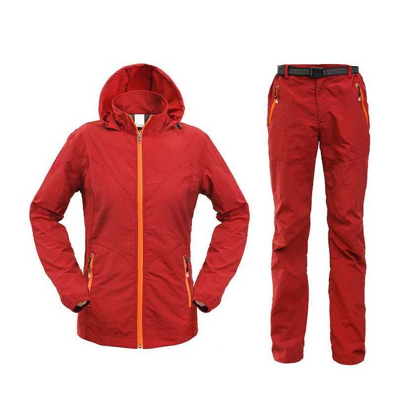 Camping Hiking Clothing Set Outdoor Sport Men Women Summer Sportswear Suit Hooded Jackets Pants Quick Dry Breathable Set ST0 W250711