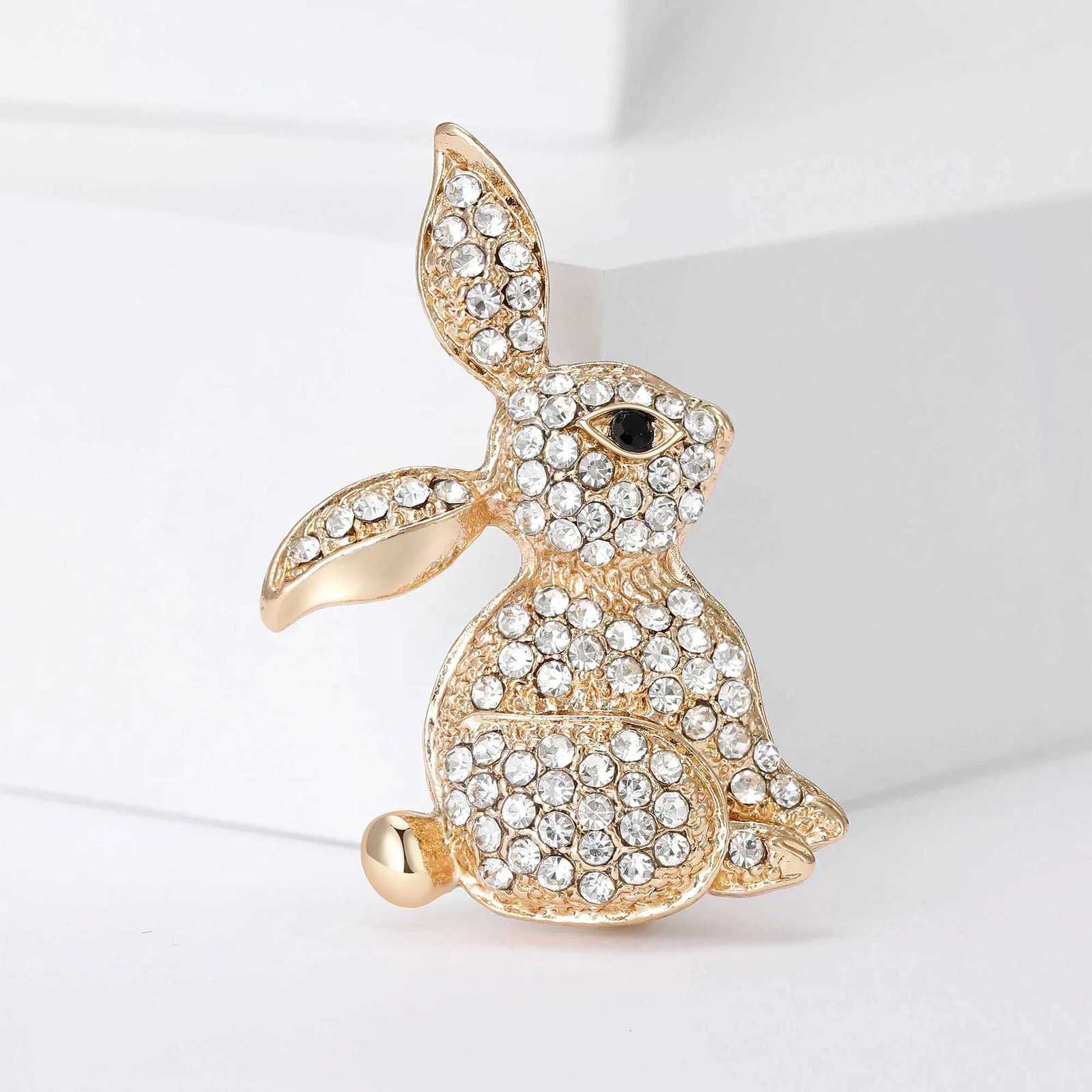 Shiny Rhinestone Rabbit Brooches for Women Unisex Animal Pins Multi-color Available Casual Party Accessories Gifts Y250711