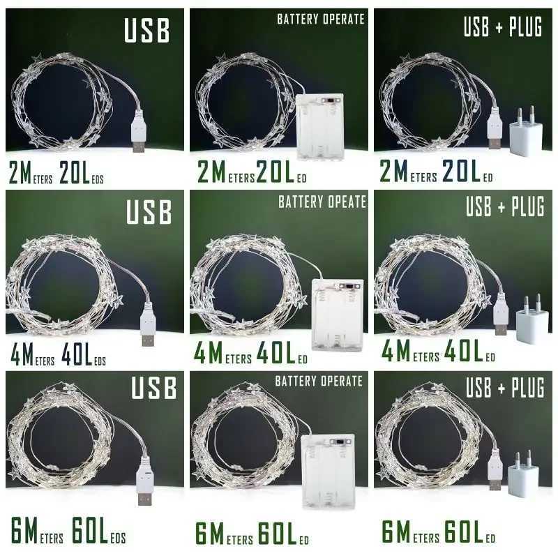 6M Star Fairy Lights Mini LED String Garland Decoration for Bedroom Garden Curtain Battery 3XAA Outdoor Wedding Party Lighting XJ250710