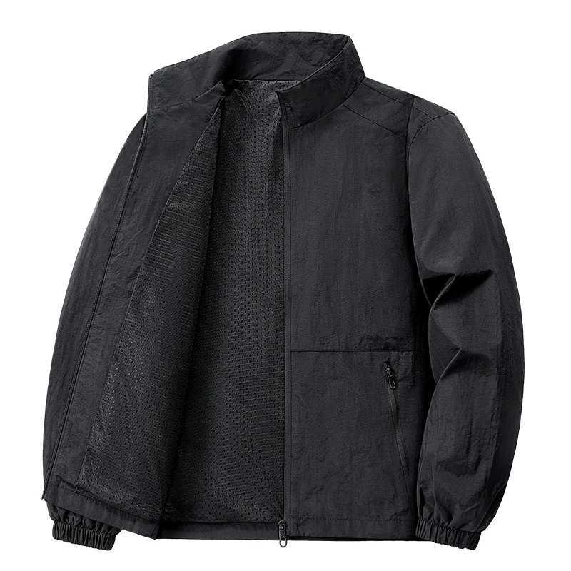 Mens Spring-Autumn Jackets Breathable with Pockets Versatile Suitable for Outdoor Activities Stand-up Collar Casual Style W250711
