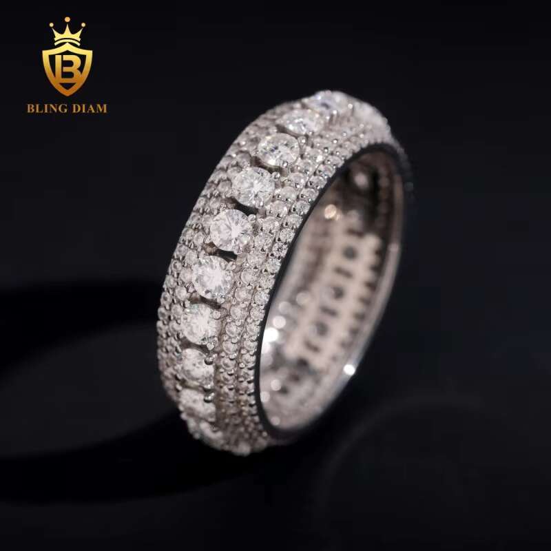 Fashion Hip Hop Jewelry 925 Sterling Silver Vvs Moissanite Pass Diamond Tester Vintage Wedding Rings for Men and Woman